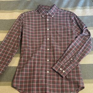 Charles Tyrwhitt Burgundy and Blue Plaid Shirt